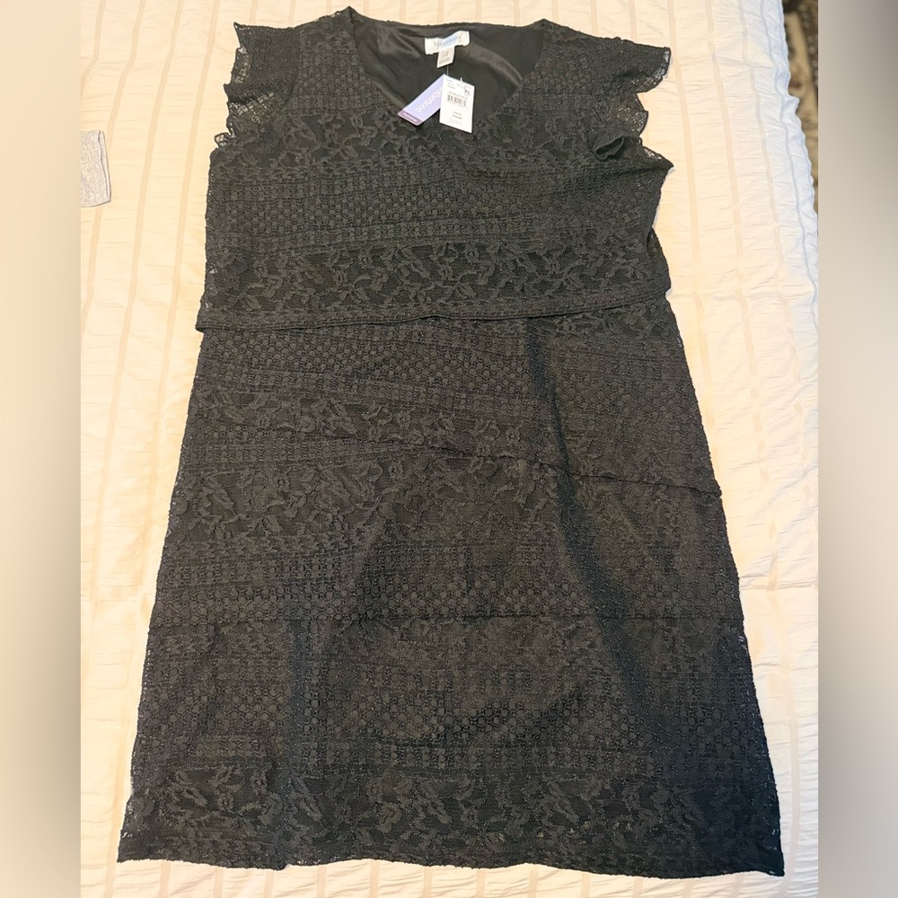 Motherhood Black Lace Midi Dress